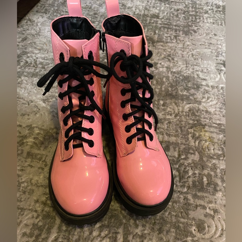 Pink soda combat boots